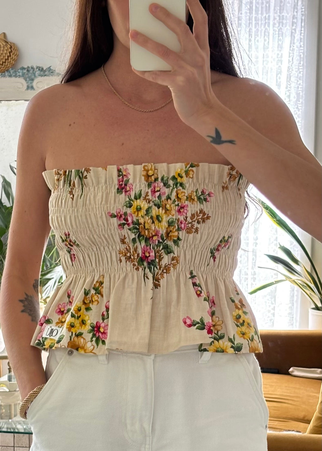 Top smocké fleurs - Pièce unique