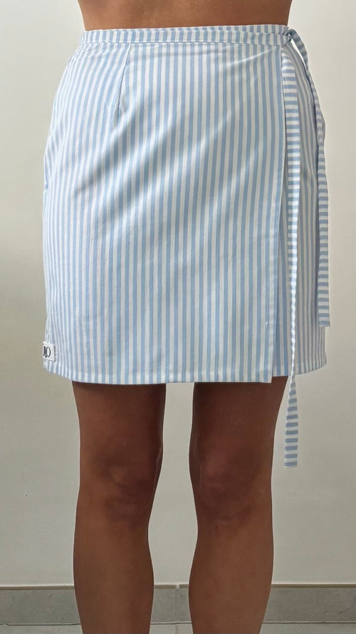 Jupe portefeuille rayé bleu