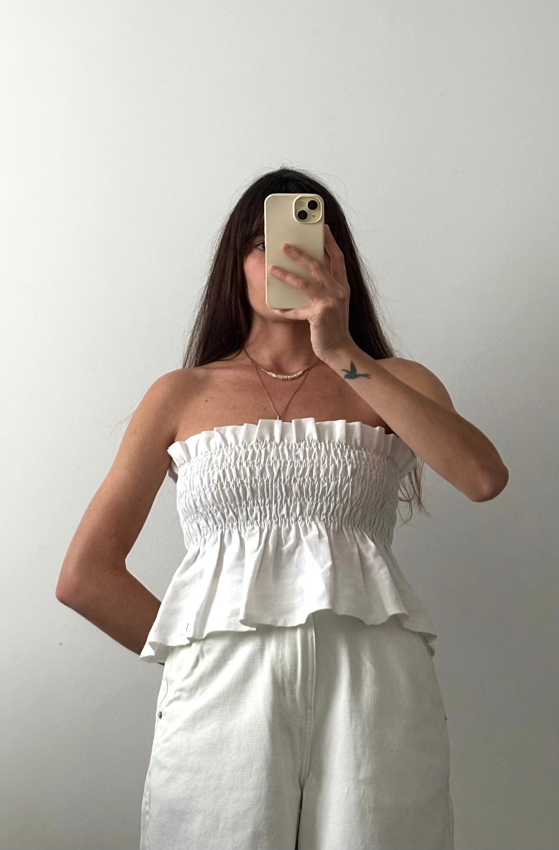 Top smocké Blanc – Pièce unique