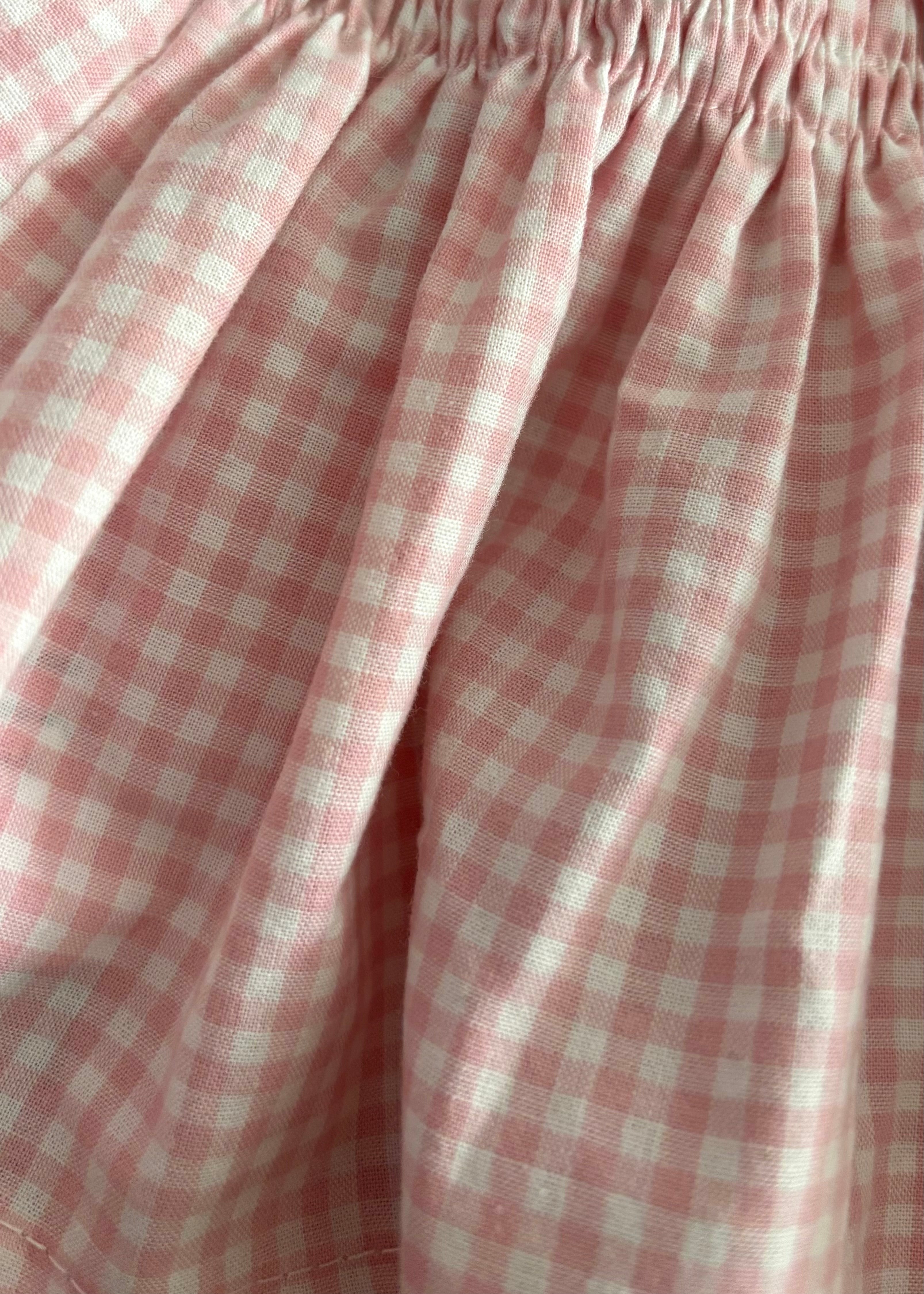 Top smocké vichy rose – Pièce unique
