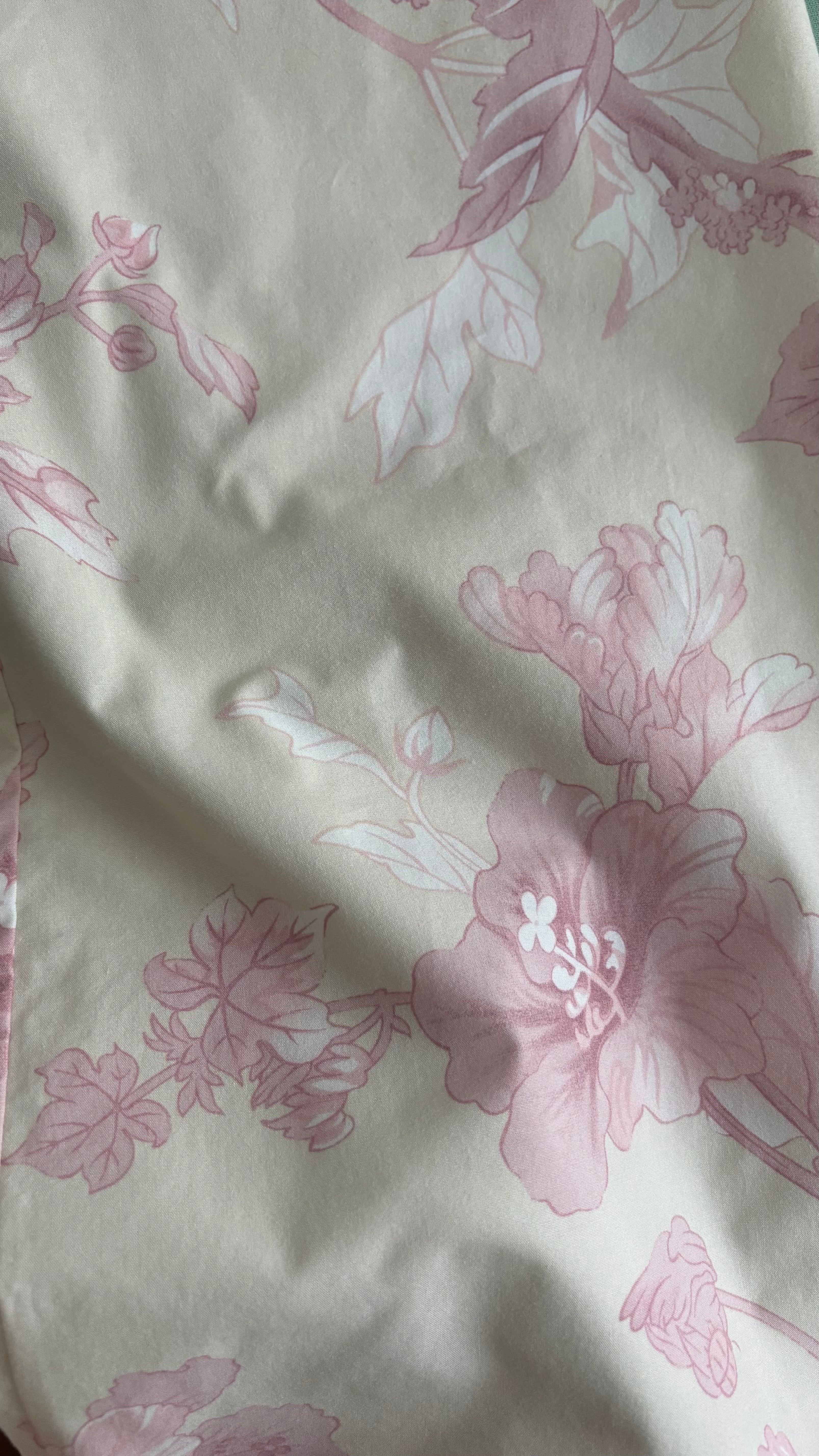 Pantalon fleurs beige et rose