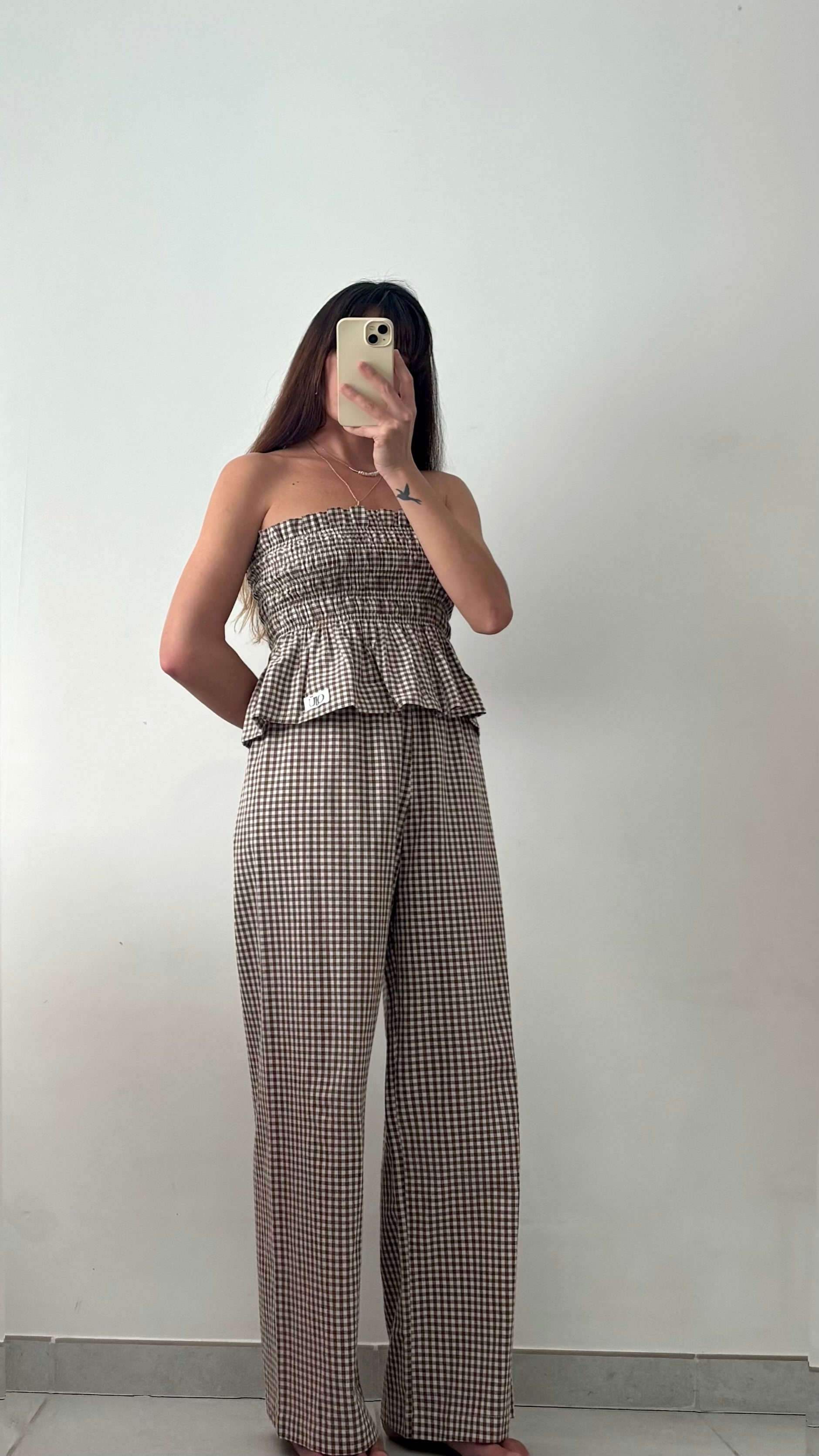 Ensemble Vichy marron – Pièce unique