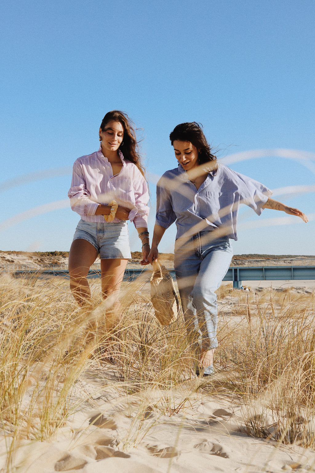 Chemise col volant Vichy bleu et blanc – Pièce unique