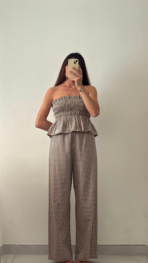 Ensemble Vichy marron – Pièce unique