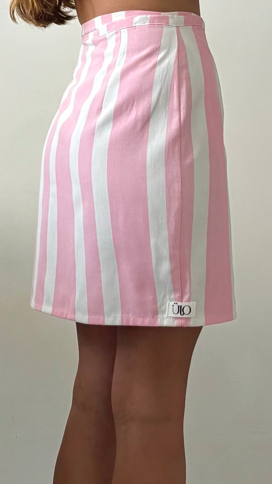 Jupe portefeuille rayé rose