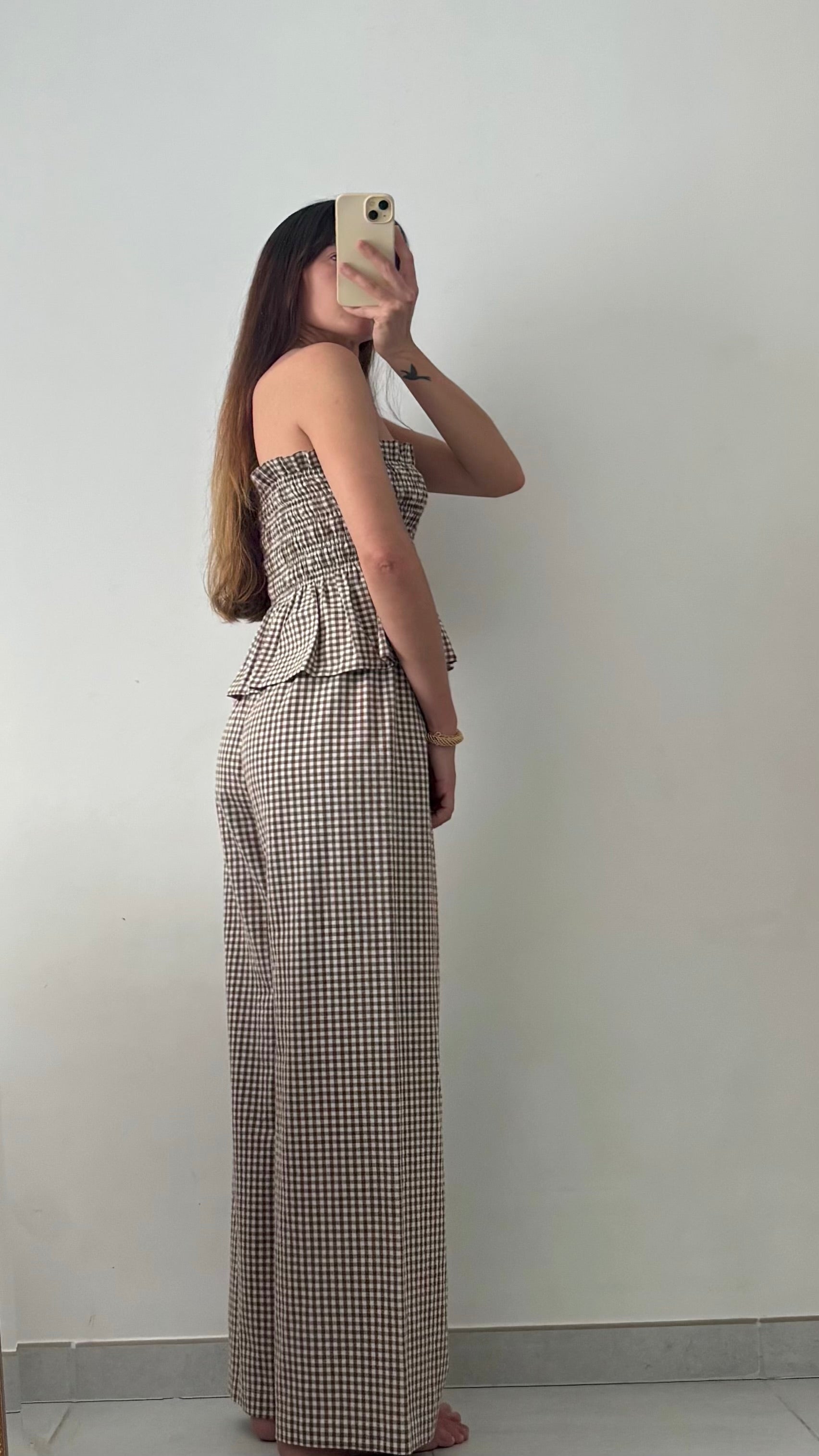 Ensemble Vichy marron – Pièce unique