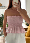 Top smocké vichy rose – Pièce unique