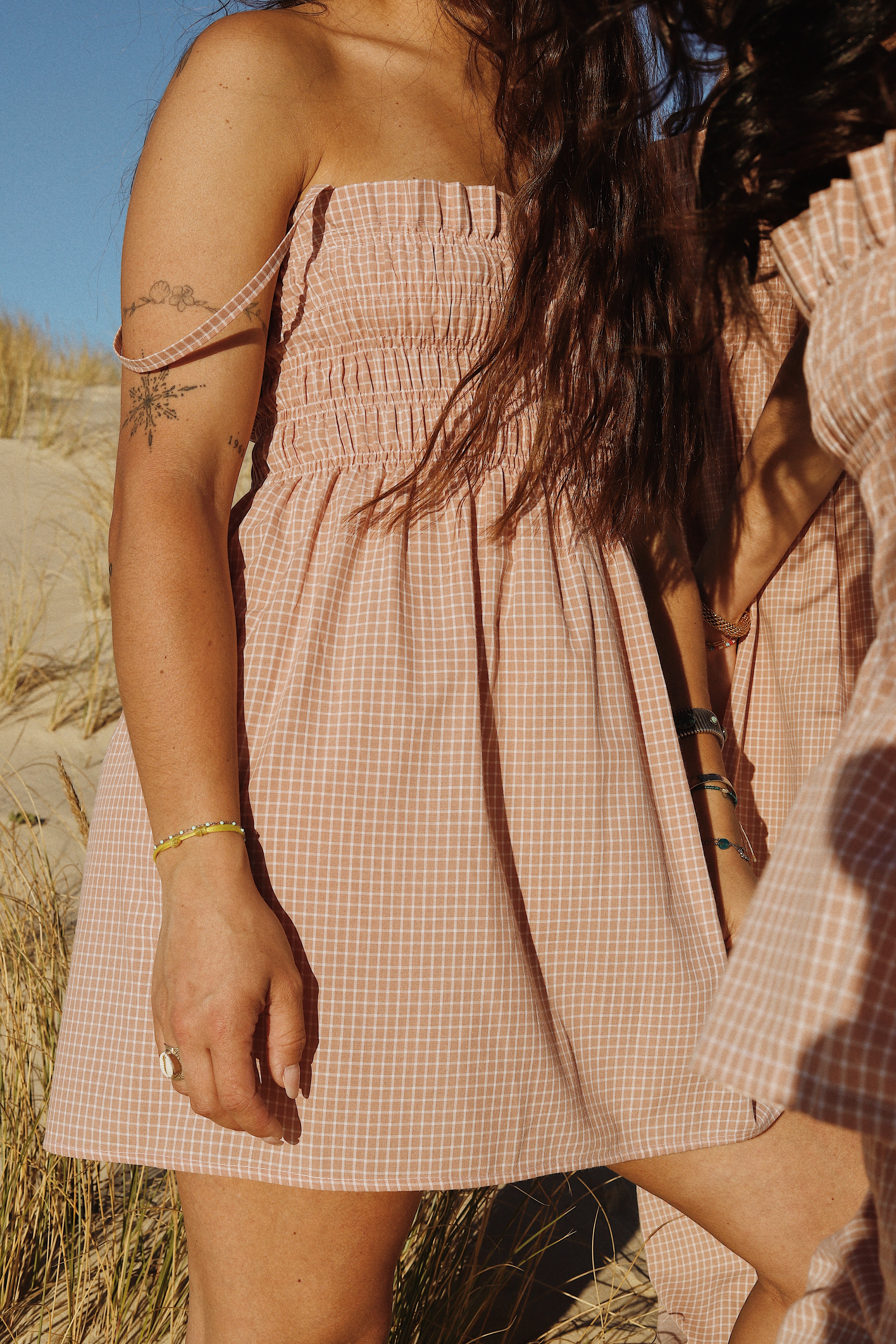 Robe courte smockée Vieux rose – Pièce unique