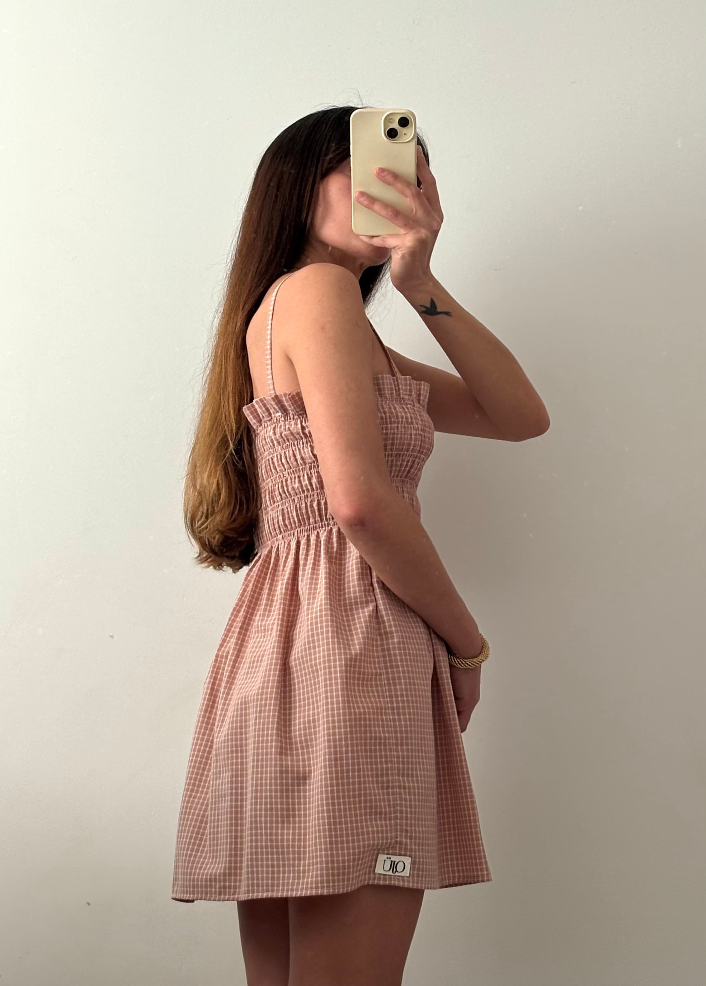 Robe courte smockée Vieux rose – Pièce unique