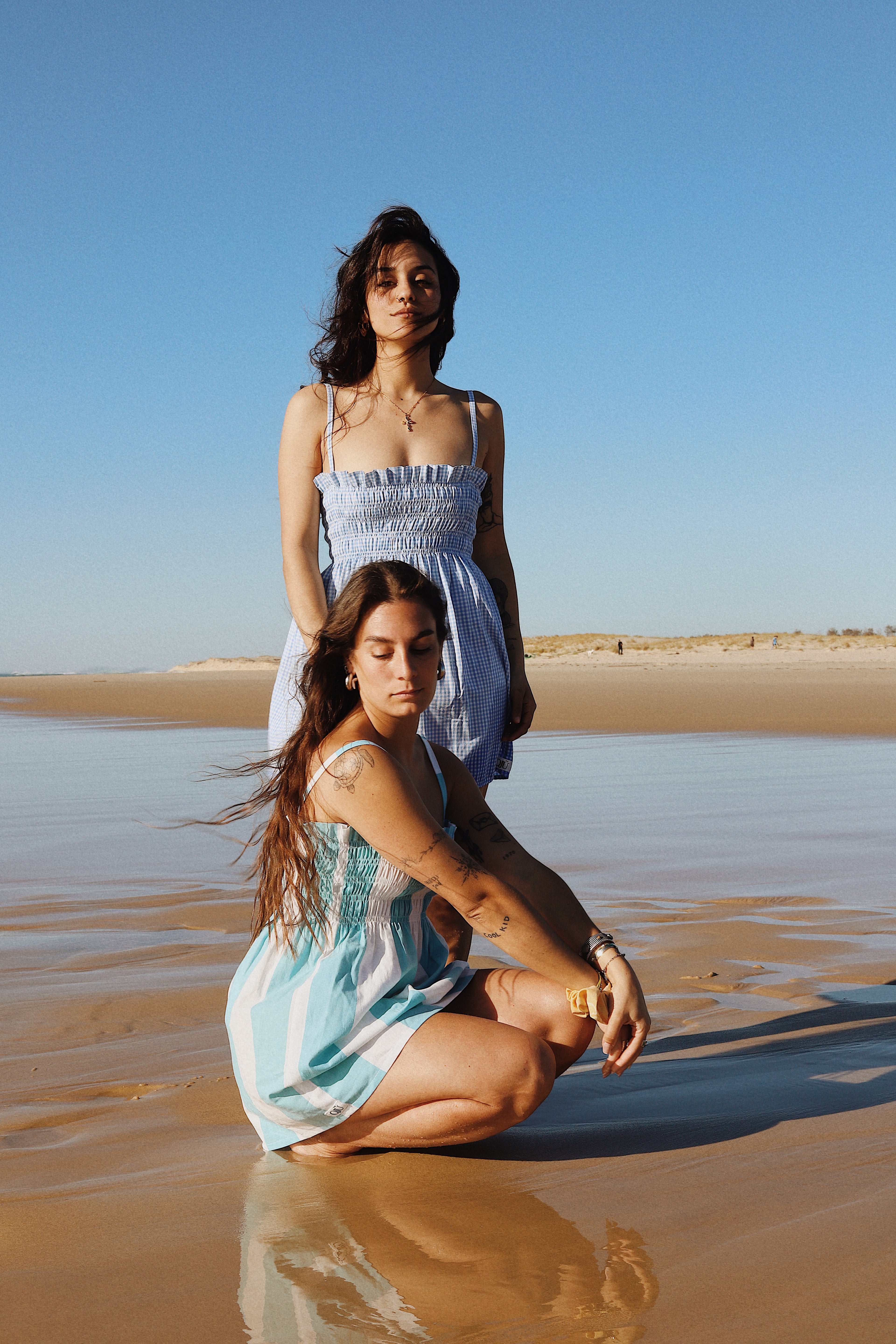 Robe courte smockée Vichy bleu – Pièce unique