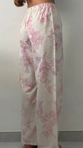 Pantalon fleurs beige et rose