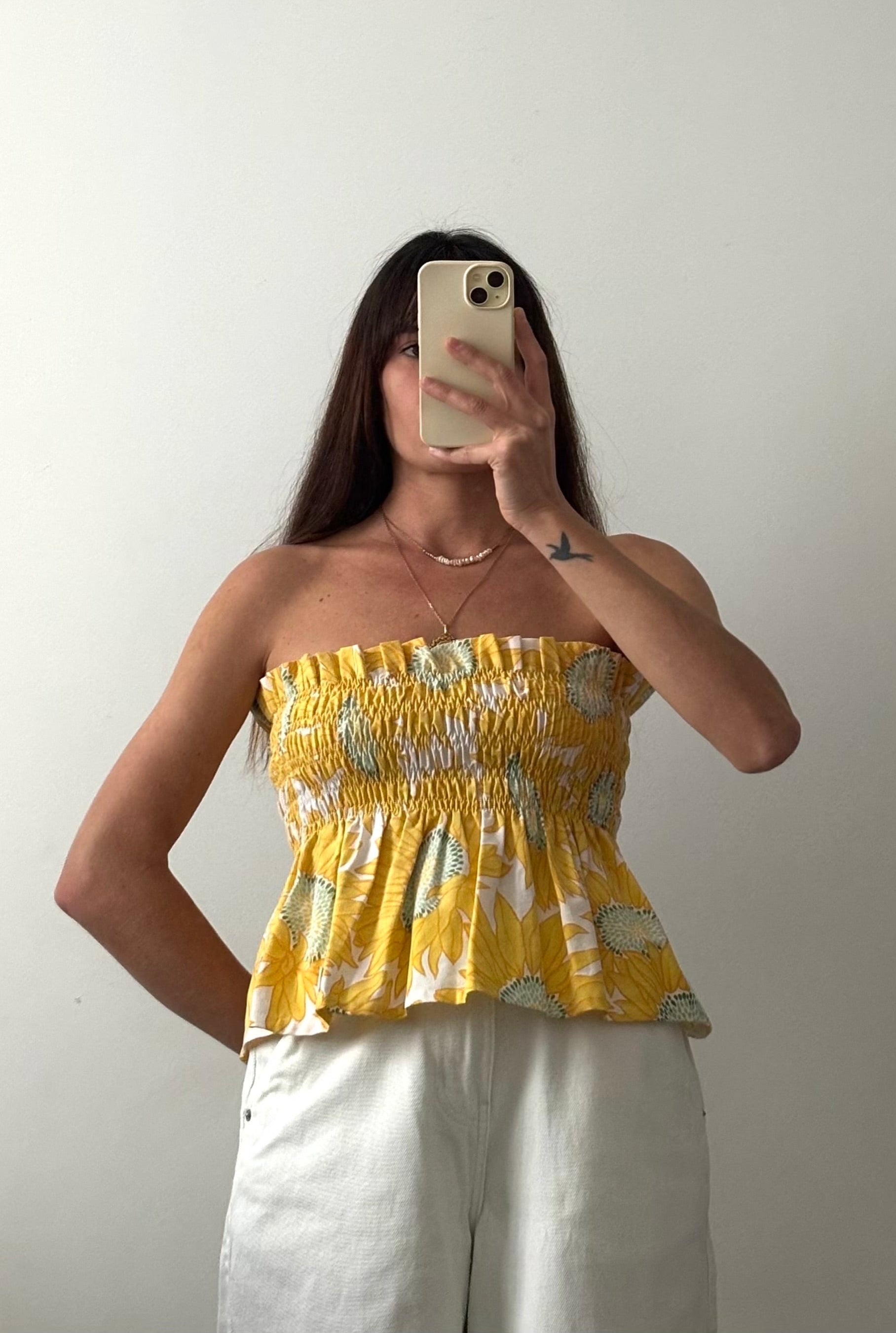 Top smocké Tournesol – Pièce unique