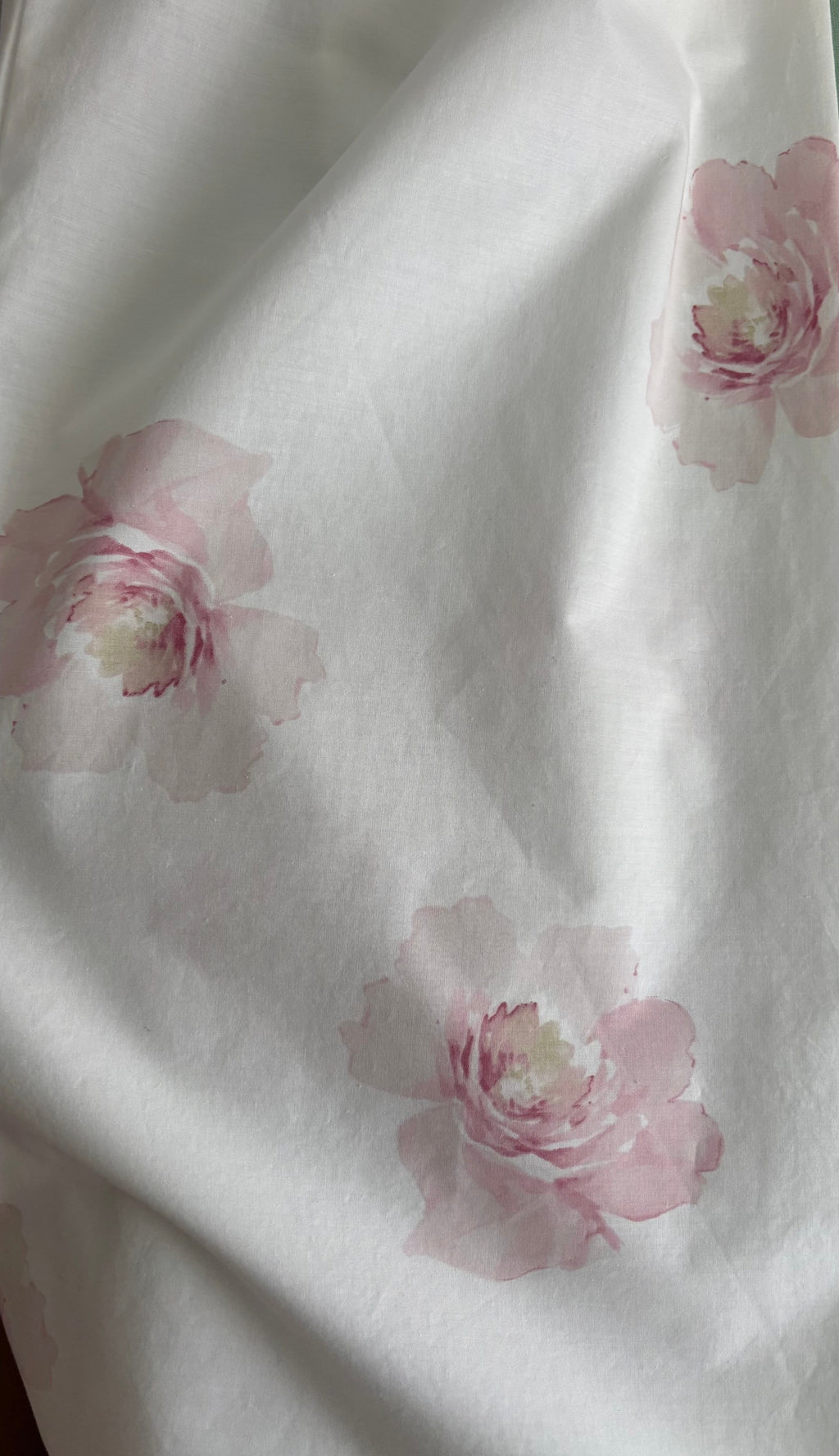 Pantalon blanc fleurs roses