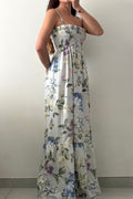 Robe longue smockée Fleurs – Pièce unique