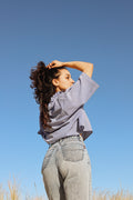Chemise col volant Vichy bleu et blanc – Pièce unique