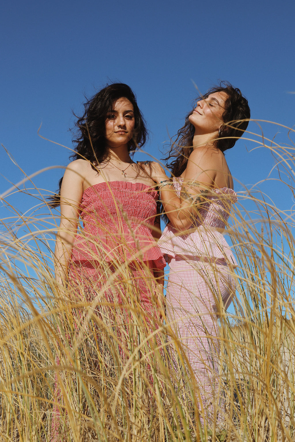 Ensemble Top + Pantalon Carreaux blanc et rouges – Pièce unique