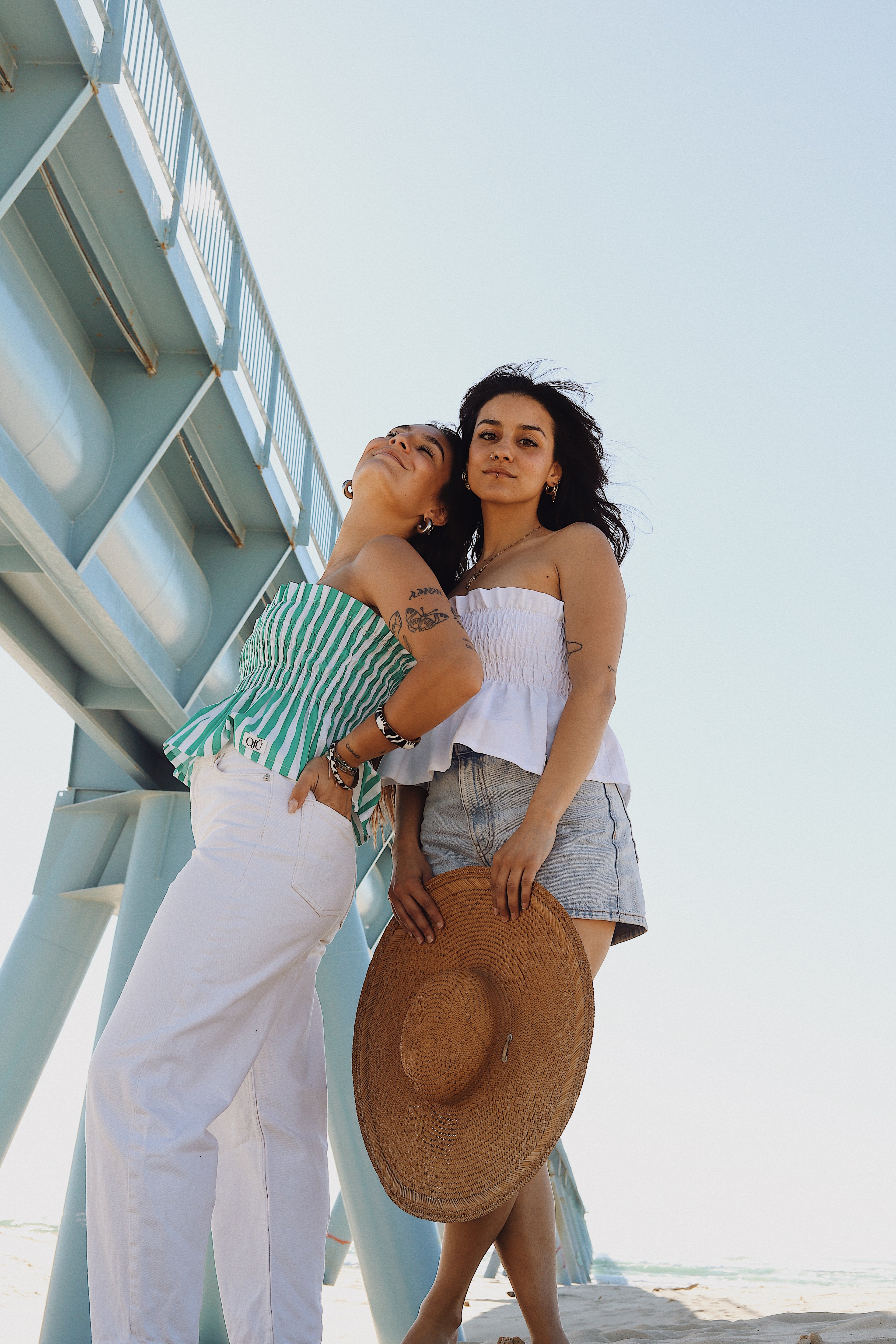 Top smocké Rayé vert et blanc – Pièce unique