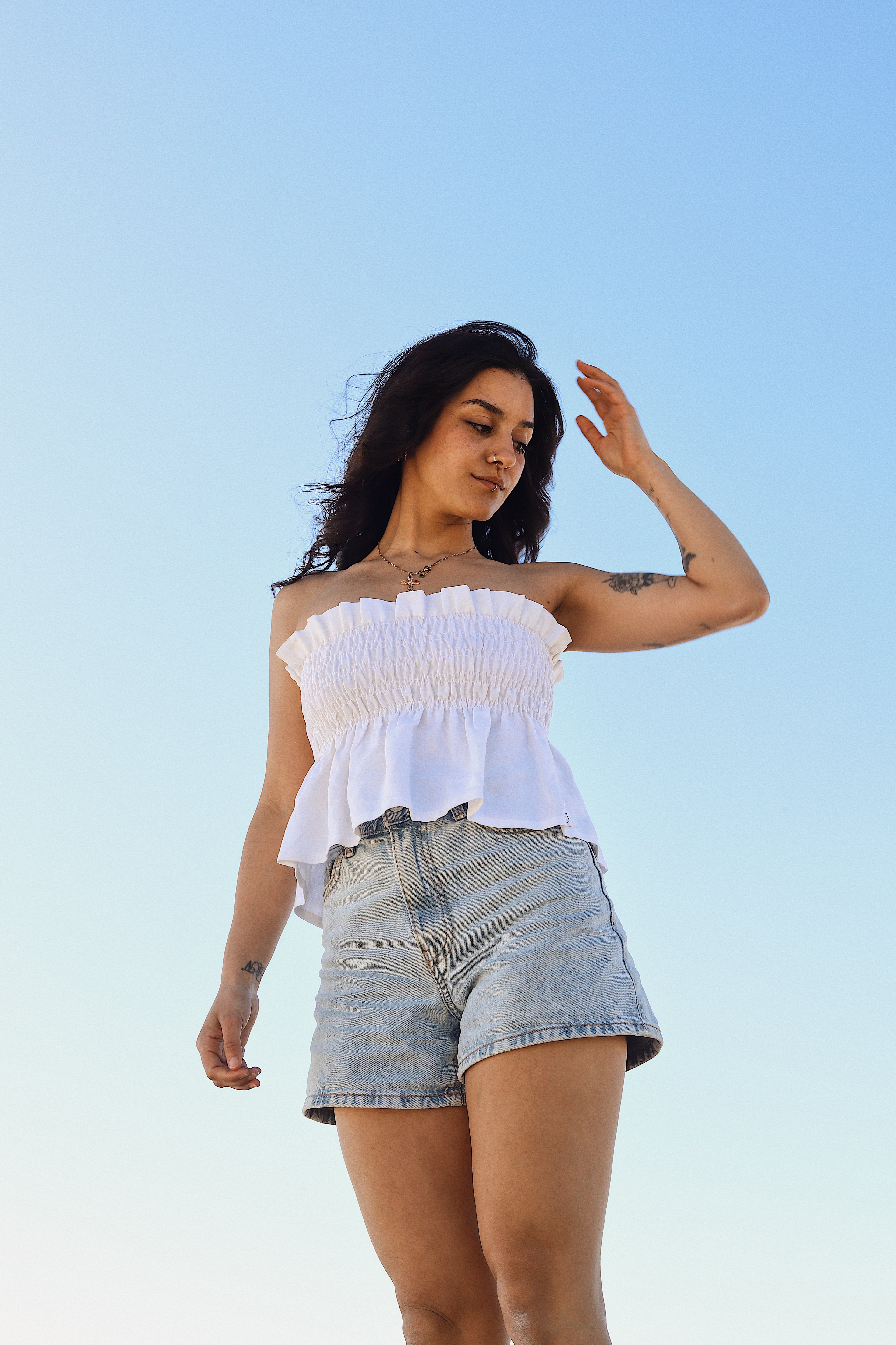 Top smocké Blanc – Pièce unique